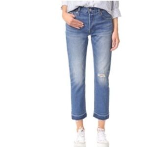 Levi’s 501 Frayed Hem Straight Leg Button Fly Jeans 24W 26L